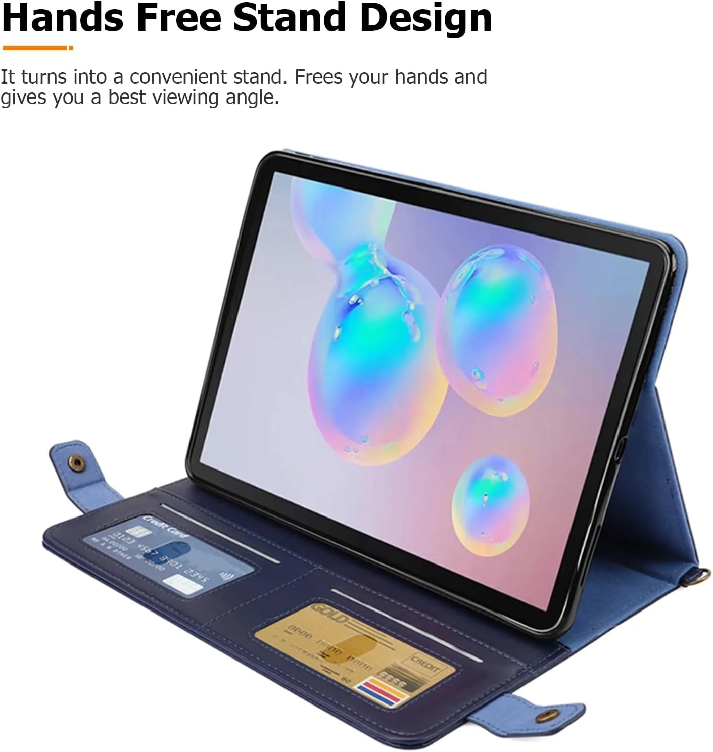 Dteck PU Leather Case for Apple iPad Pro 13" M4 (2024), Durable Folio Case with Card Slots & Pockets & Pen Holder & Stand Function, Protective Crossbody Tablet Case for iPad with Shoulder Strap, Blue