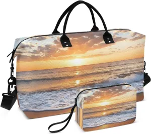 Duffel Bag for Travel, Beach Sunset Gym Bag with Multiple Interior Pockets Shoulder Weekender Bags for Women Men 20.5L x 7.9W x 13.8H
