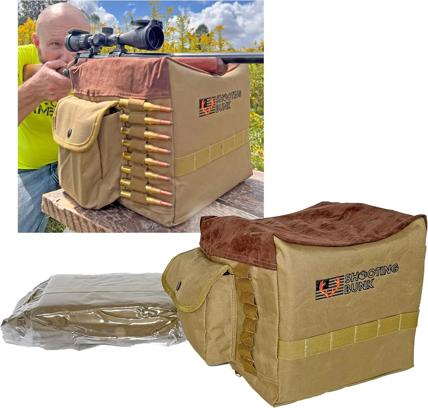 East TN. Outfitters Filled Shooting Bunk Bag for Rifles Bench Rest Gun Rifle Sand Bags Hand Competition Sighting Support Tennessee