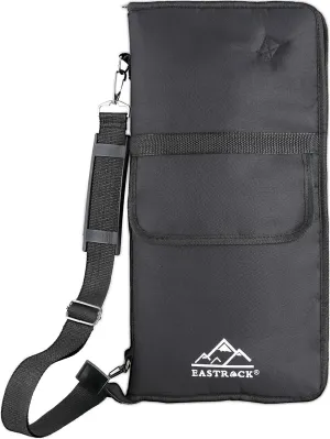 EASTROCK Drumsticks Bag Holder Thickened Large Capacity Drum Sticks Bag with Carrying Strap for Drumsticks Brushes Mallets,Holds Up to 20 drumsticks (Black)