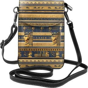 Egyptian Pharaonic Frescoes Women'S With Tassel Small Crossbody Leather Cell Phone Bag Purse For Walking Camping Shopping Dating