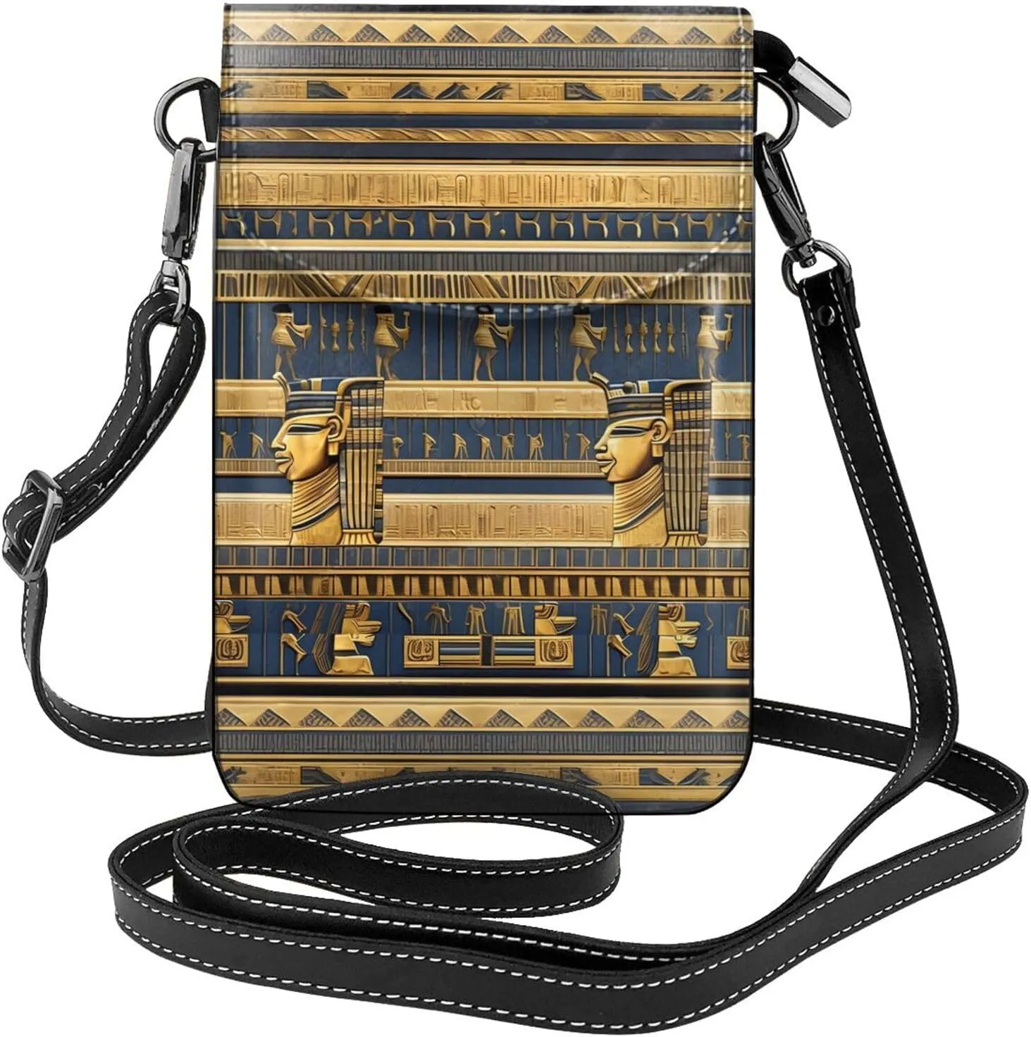 Egyptian Pharaonic Frescoes Women'S With Tassel Small Crossbody Leather Cell Phone Bag Purse For Walking Camping Shopping Dating