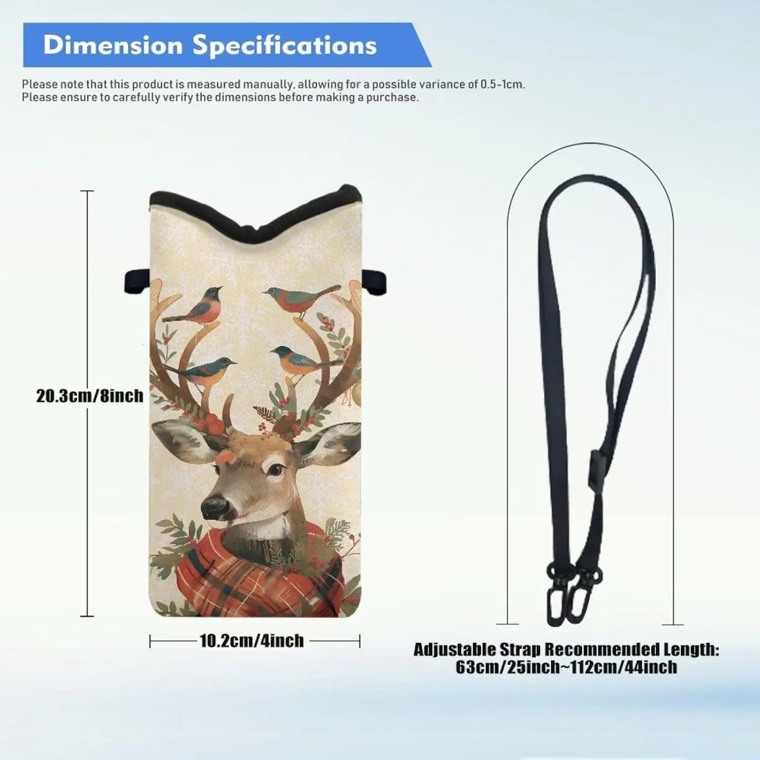 Elk Bird Print Women Men Top Opening Crossbody Bag Compact Cell Phone Shoulder Travel Cell Phone Purse with Adjustable Strap Mobile Phone Bag
