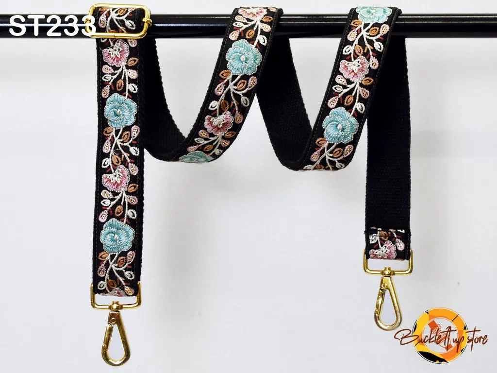 Embroidered Camera Purse Strap Crossbody Sling Bag Strap Gift for Sister Handbag Bag Strap Floral Embroidery Replacement Boho Guitar Strap
