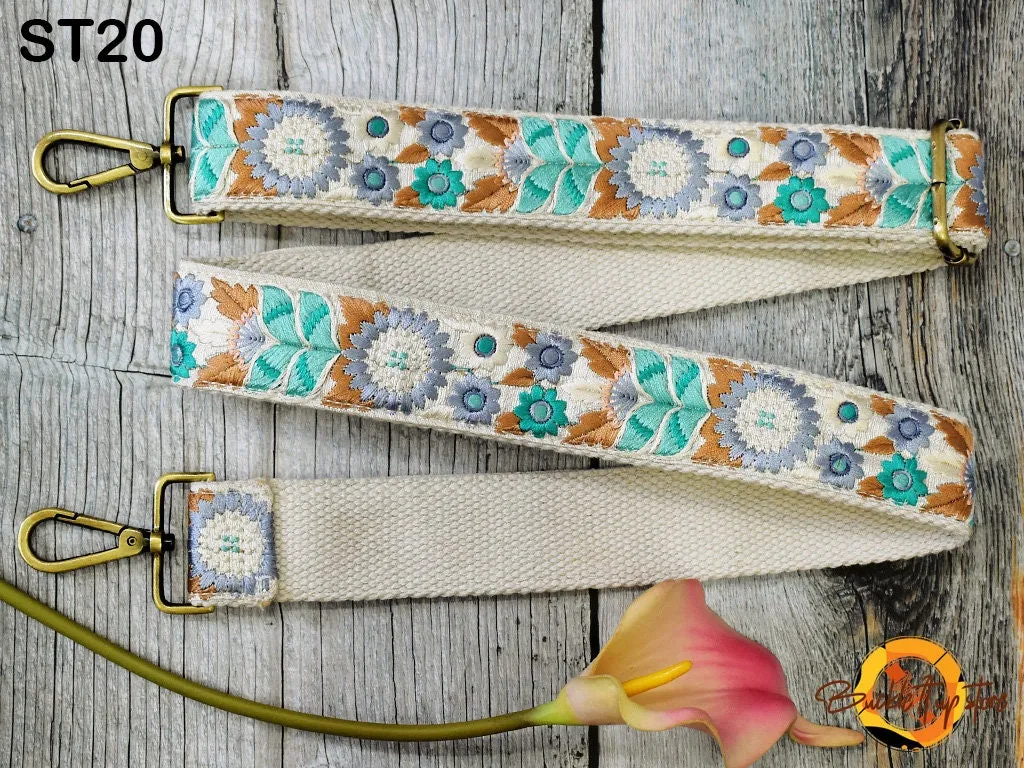 Embroidery Replacement Strap Purse Strap Crossbody Strap for Purses Embroidered Boho Bags Strap Boho Guitar Strap Handbag Strap gift for her