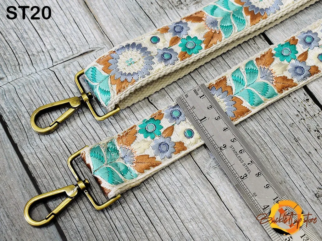 Embroidery Replacement Strap Purse Strap Crossbody Strap for Purses Embroidered Boho Bags Strap Boho Guitar Strap Handbag Strap gift for her