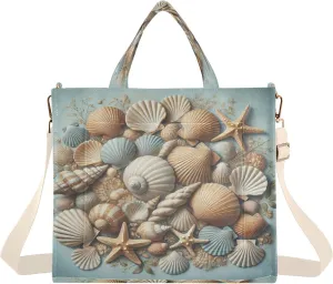Emelivor Shells Starfish Seaweed Tote Bag for Women Corduroy Tote Bags Crossbody Canvas Shoulder Bag Purse S