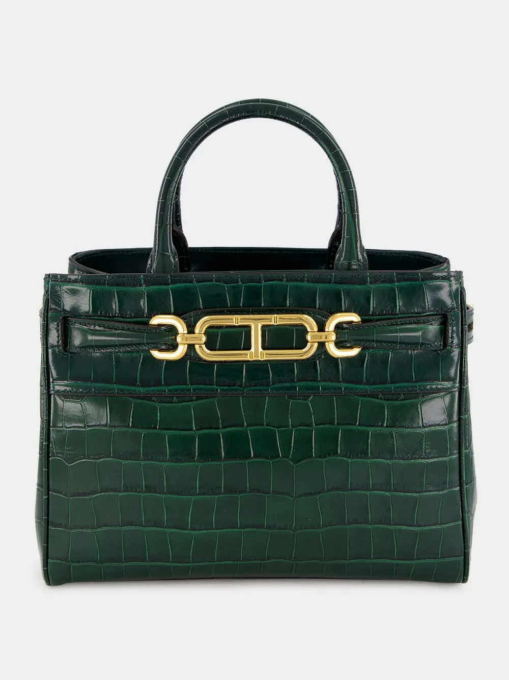 Emerald Green Crocodile Leather Top Handle Bag