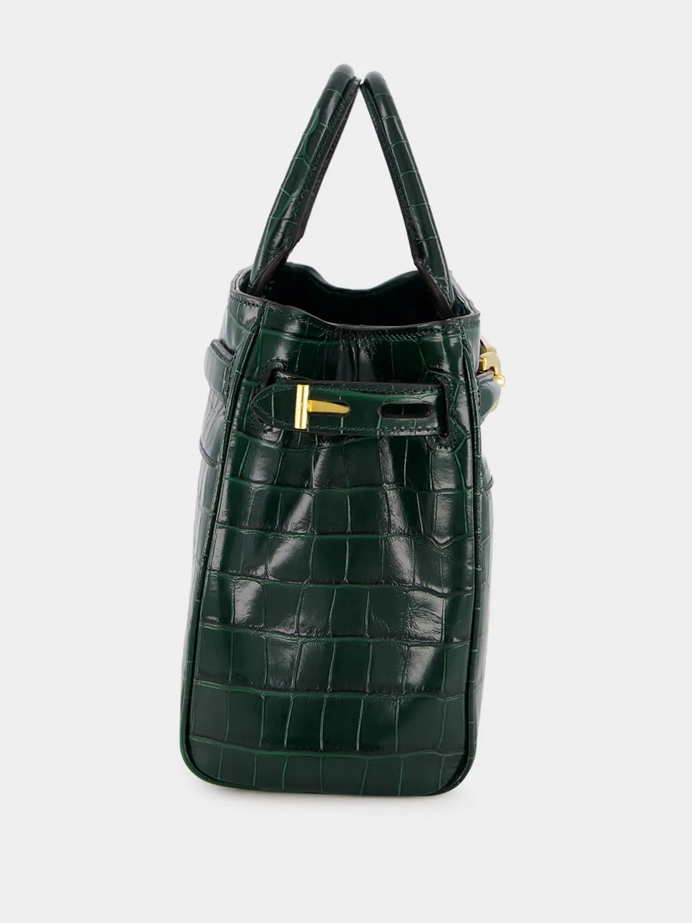 Emerald Green Crocodile Leather Top Handle Bag