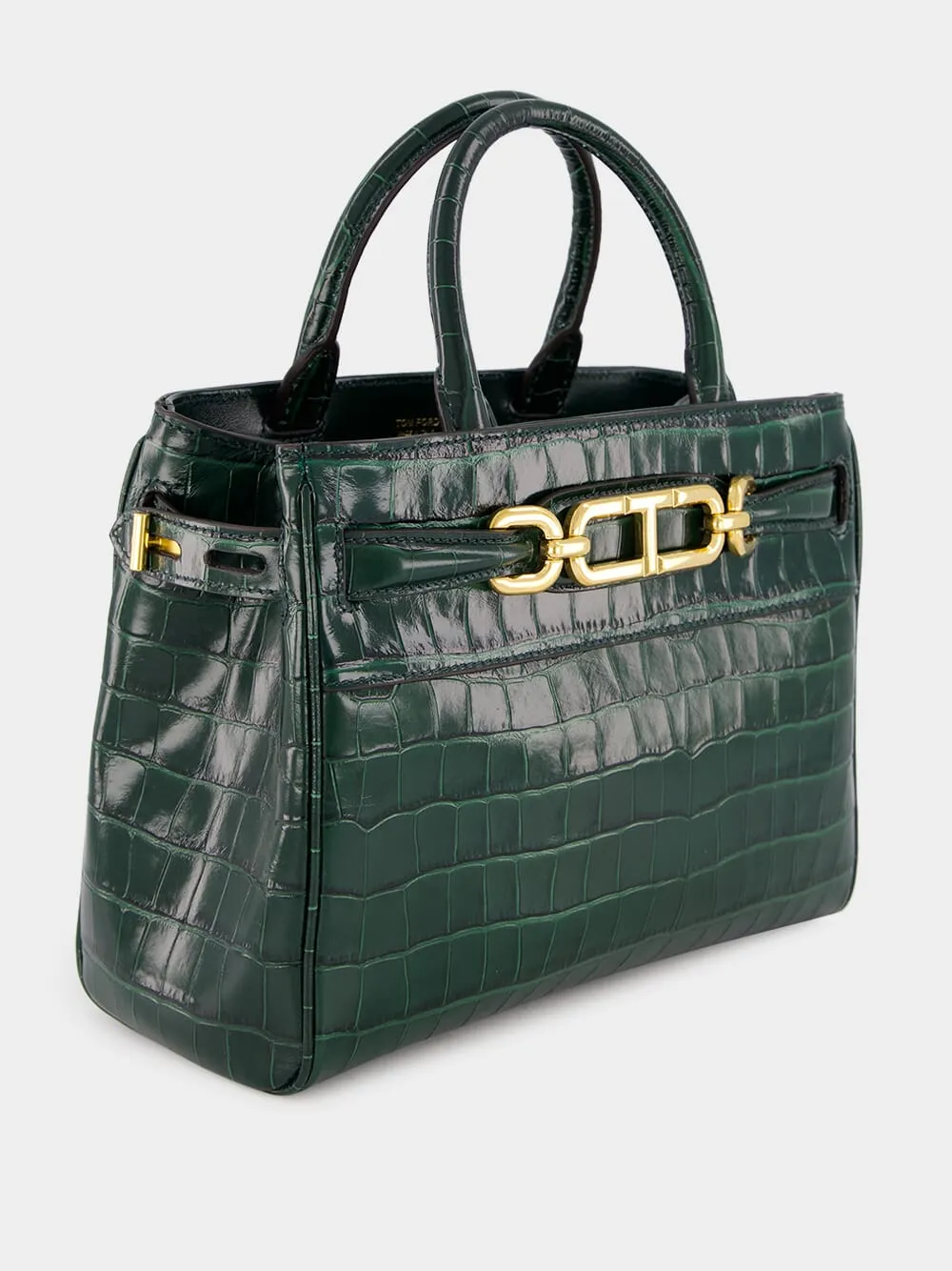 Emerald Green Crocodile Leather Top Handle Bag