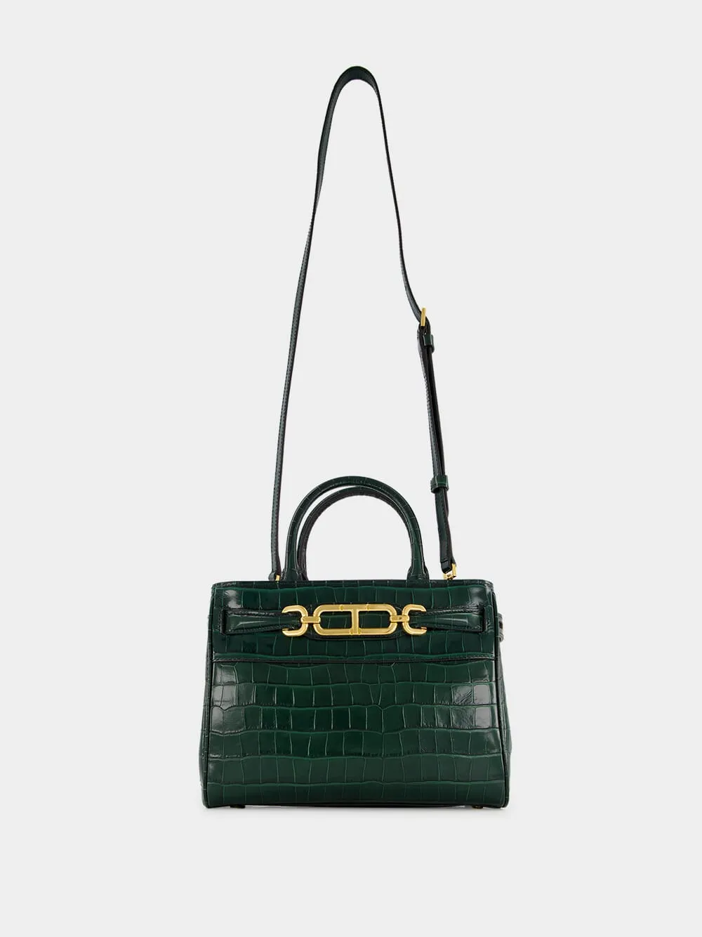 Emerald Green Crocodile Leather Top Handle Bag