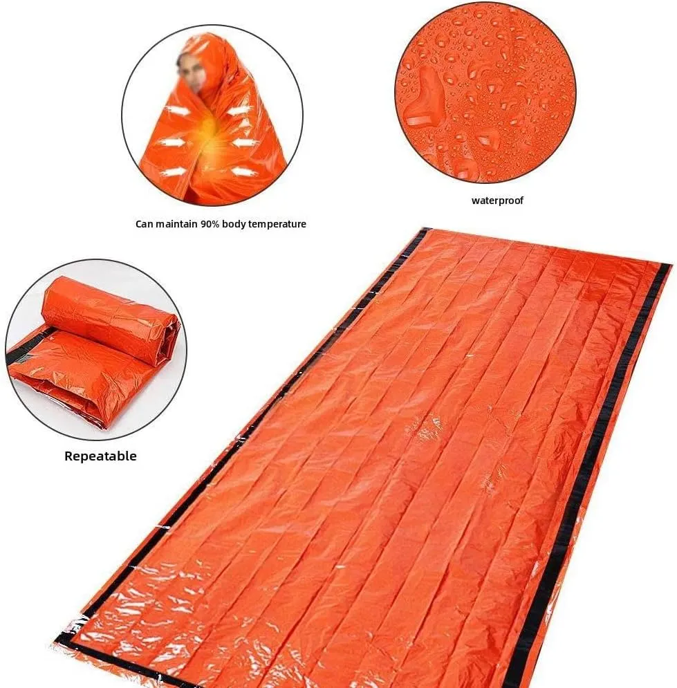 Emergency Sleeping Bag, Portable Emergency Blanket Survival Gear, Emergency Bivvy Thermal Sleeping Bag Camping, Waterproof Sack Blanket for Camping, Hiking, Outdoor
