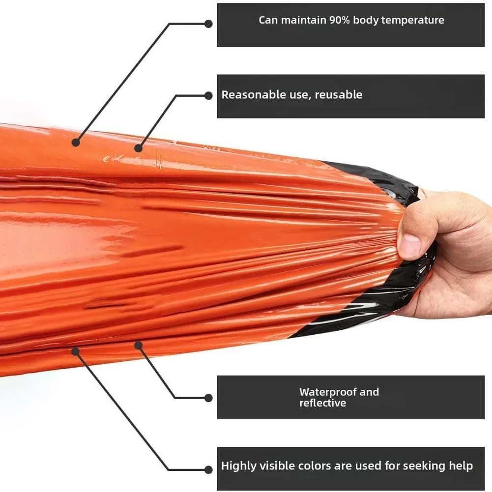 Emergency Sleeping Bag, Portable Emergency Blanket Survival Gear, Emergency Bivvy Thermal Sleeping Bag Camping, Waterproof Sack Blanket for Camping, Hiking, Outdoor