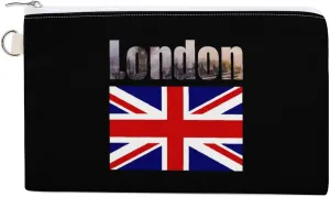 England London Big Ben Funny Pencil Coin Purse Wallet Canvas Pattern Small Card Makeup Bag 7.4×4.6 Inches