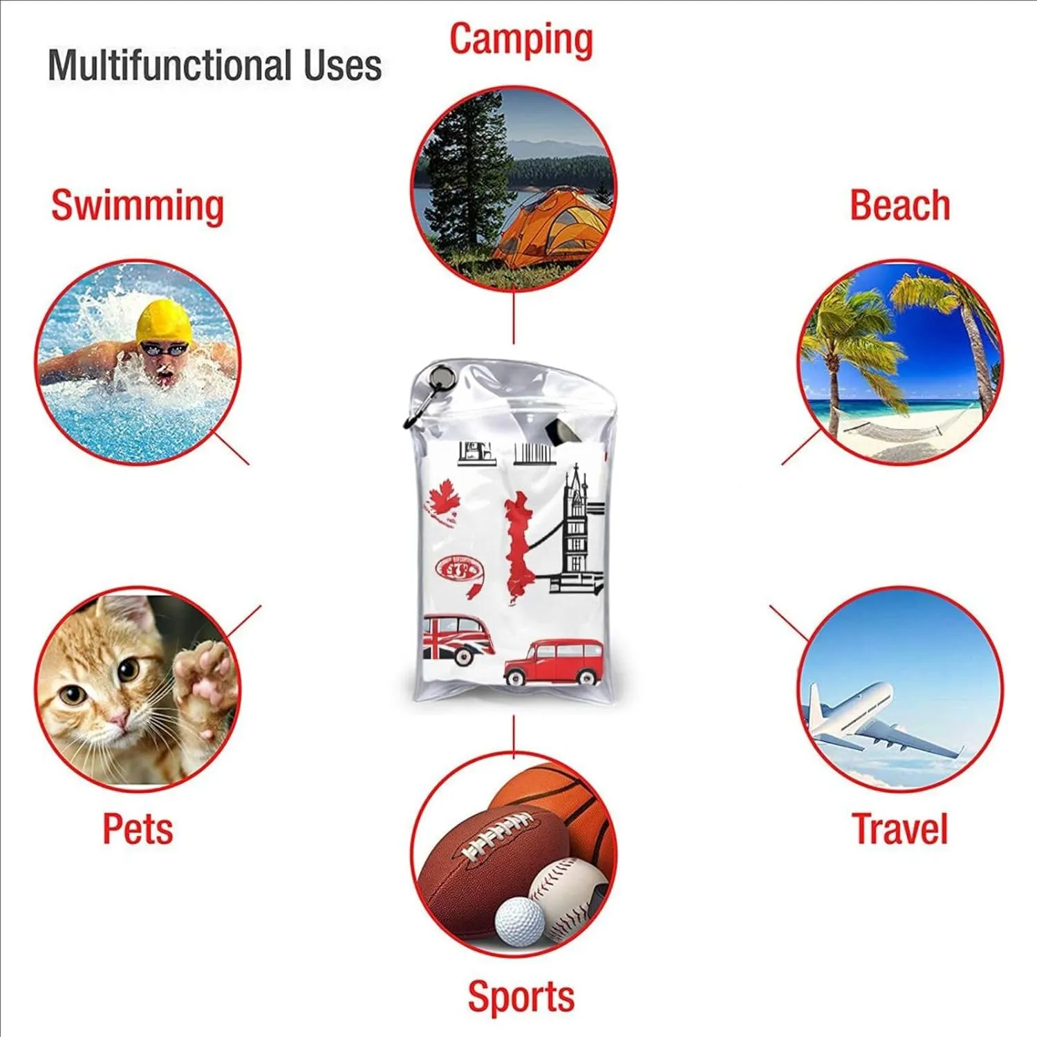 England Symbols Premium Compact Microfiber Travel Towel-Featherlight & Quick Dry,Sand-Resistant Beach Towel for Swimming,Camping,Vacation Essentials with Carry Pouch
