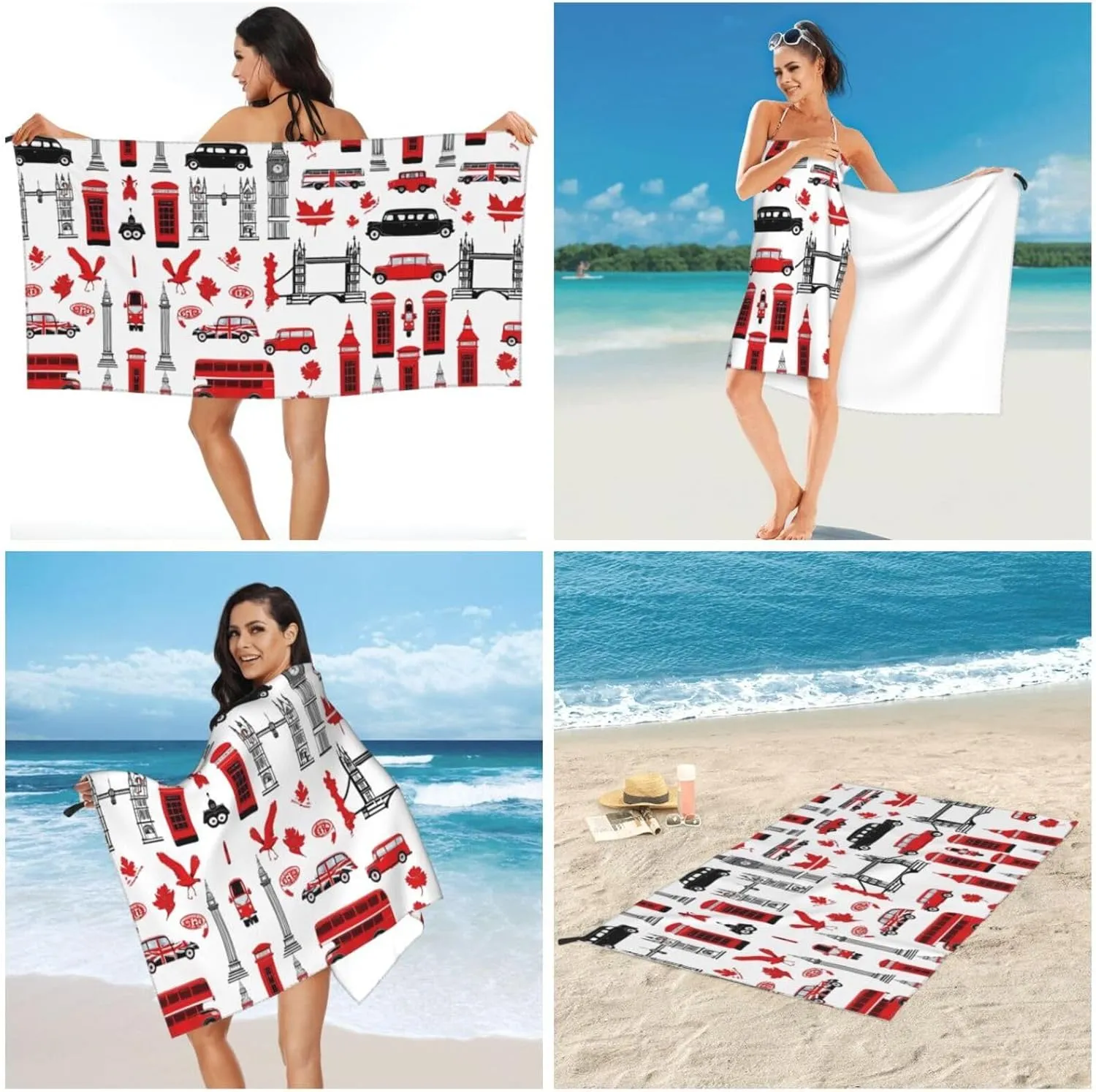 England Symbols Premium Compact Microfiber Travel Towel-Featherlight & Quick Dry,Sand-Resistant Beach Towel for Swimming,Camping,Vacation Essentials with Carry Pouch