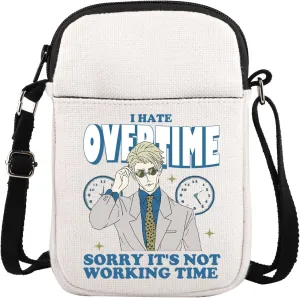 ENSIANTH JJK Inspired Crossbody Bag I hate Overtime Anime Lover Gift Sorcerer Curse Fighter Anime Gift Japan Manga Fan Gift