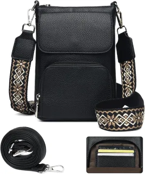 Eslcorri Small Crossbody Bags for Women Leather Cell Phone Purse Multi Pocket Wallet Shoulder Handbag with Card Slots