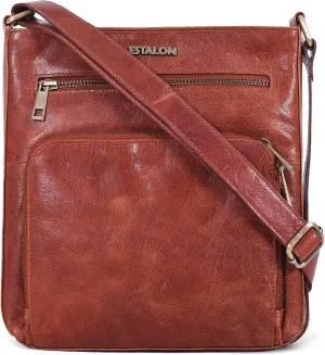 ESTALON Women's Real Leather Crossbody Purse With Adjustable Sling Strap - Medium Size Crossover Shoulder Hand Bag