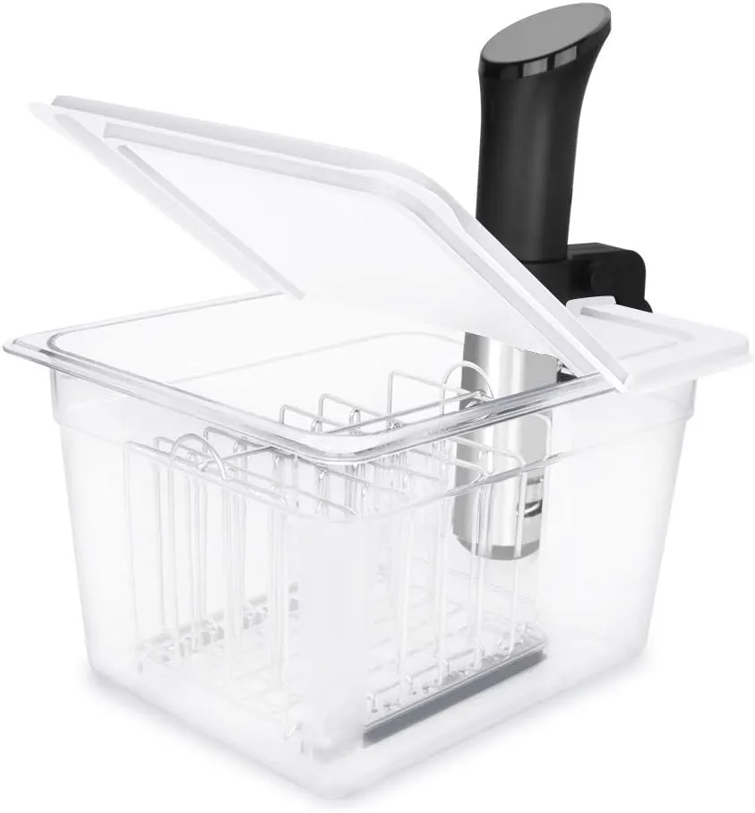EVERIE Sous Vide Container 12 Qt with Collapsible Hinged Lid and Rack, Compatible with Anova Nano and AN500-US00 and Instant Pot, SET-12-NANO-PP