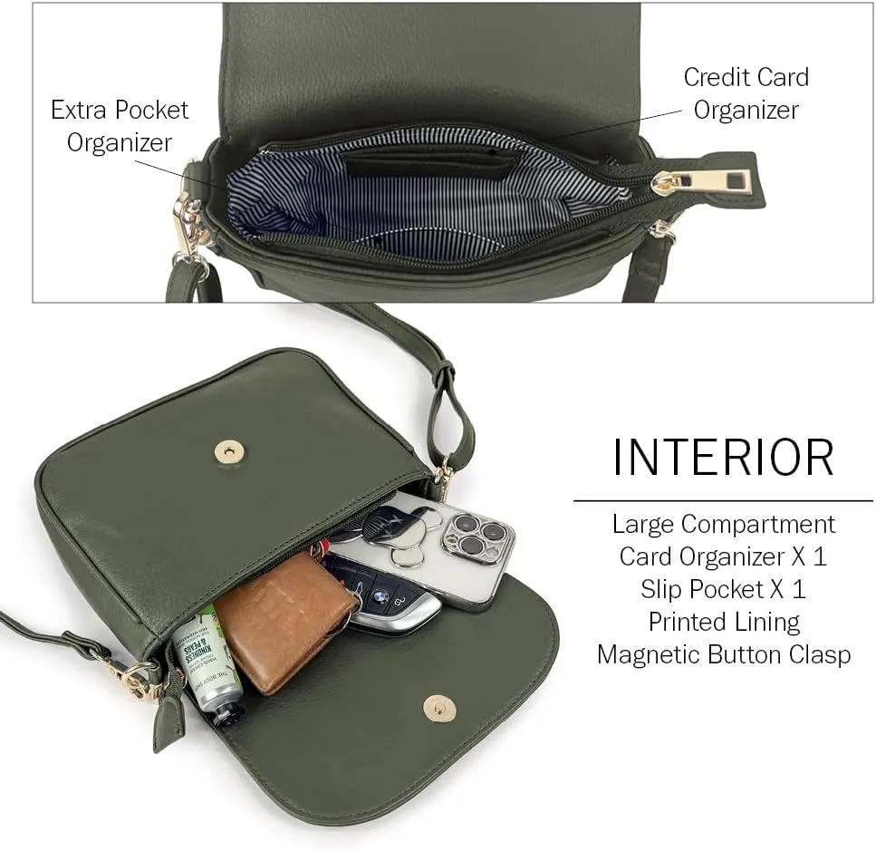 EVVE Small Crossbody Bags for Women Trendy Flap Saddle Purses with Tassel Vegan leather Shoulder bag