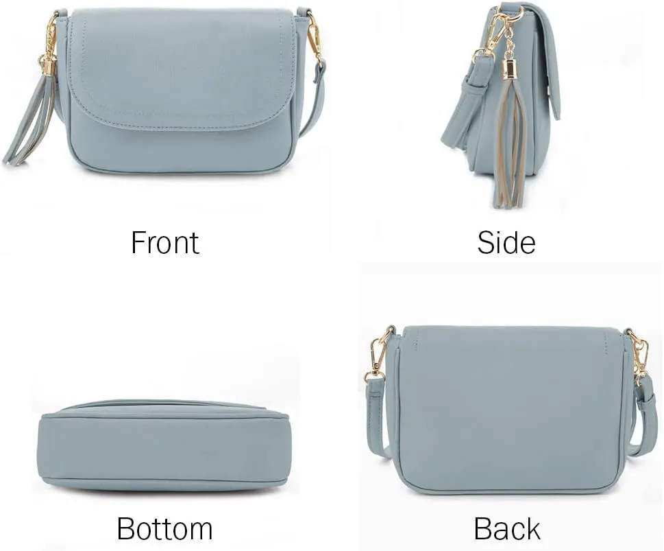 EVVE Small Crossbody Bags for Women Trendy Flap Saddle Purses with Tassel Vegan leather Shoulder bag