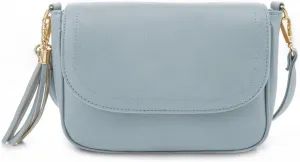 EVVE Small Crossbody Bags for Women Trendy Flap Saddle Purses with Tassel Vegan leather Shoulder bag