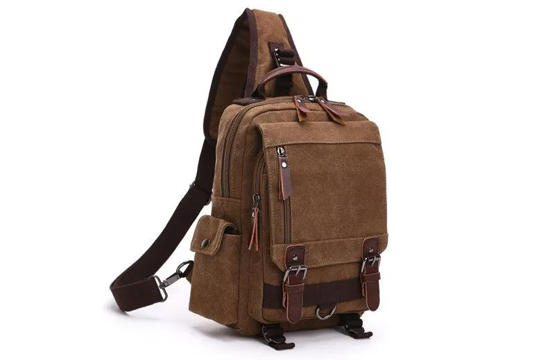 Exquisite Outdoor Canvas Crossbody Bag Travel Shoulder Bag- Blue