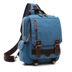Exquisite Outdoor Canvas Crossbody Bag Travel Shoulder Bag- Blue