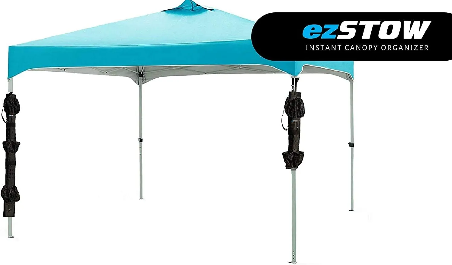 ezSTOW Canopy Organizer - Organize Your Awning, Drink Holder, Paper Towel Storage, Sunscreen Pockets, Trash Bags, Attach to Tree, Outdoor, Hunting, Ballgame, Camping, Baseball, Soccer, Track