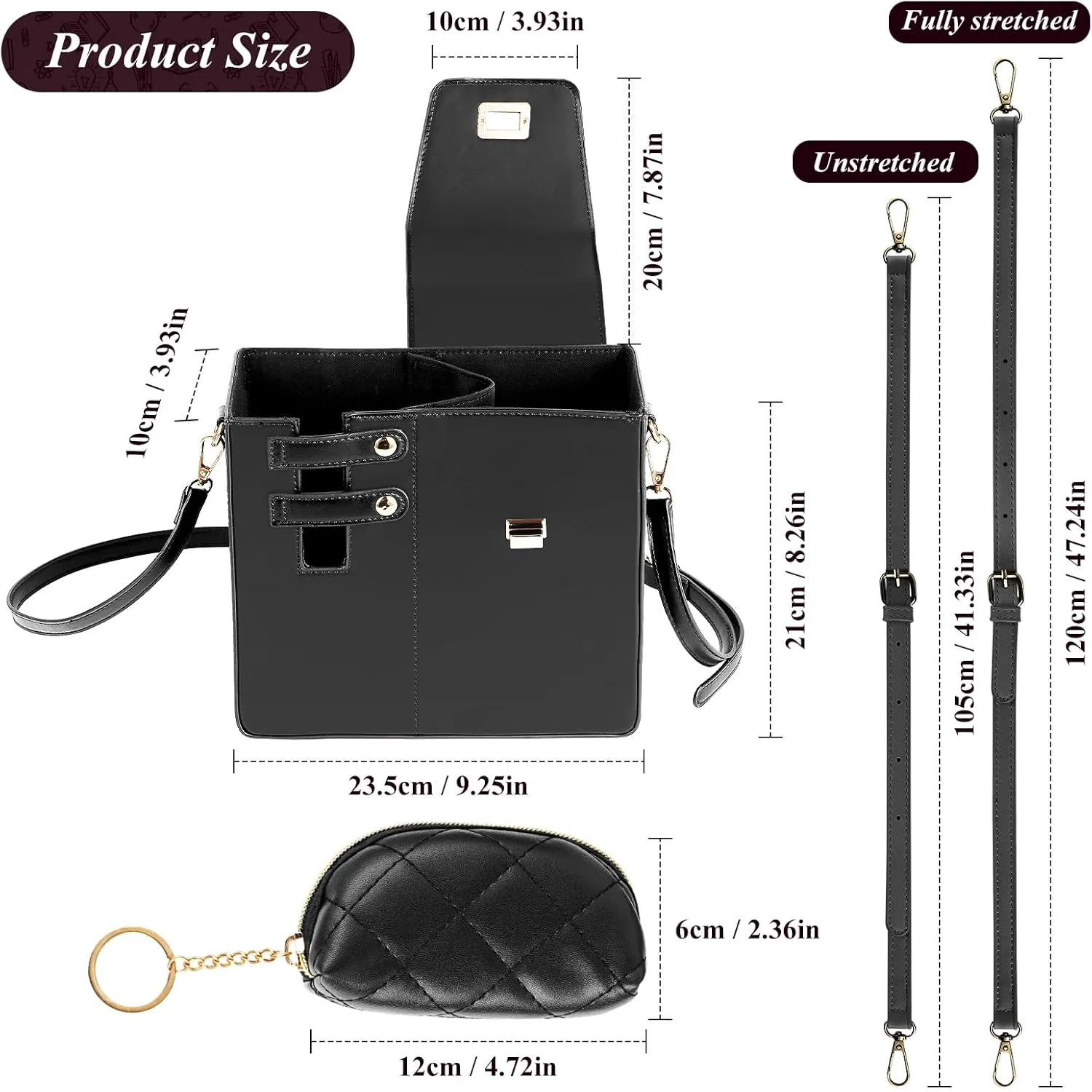 FACULX Outdoor Portable Crossbody Water Cup Storage Bag, Adjustable Crossbody Cup Holder Bag with Coin Purse and 2Pcs Replaceable Bag strap for Travel Daily Use (Black)