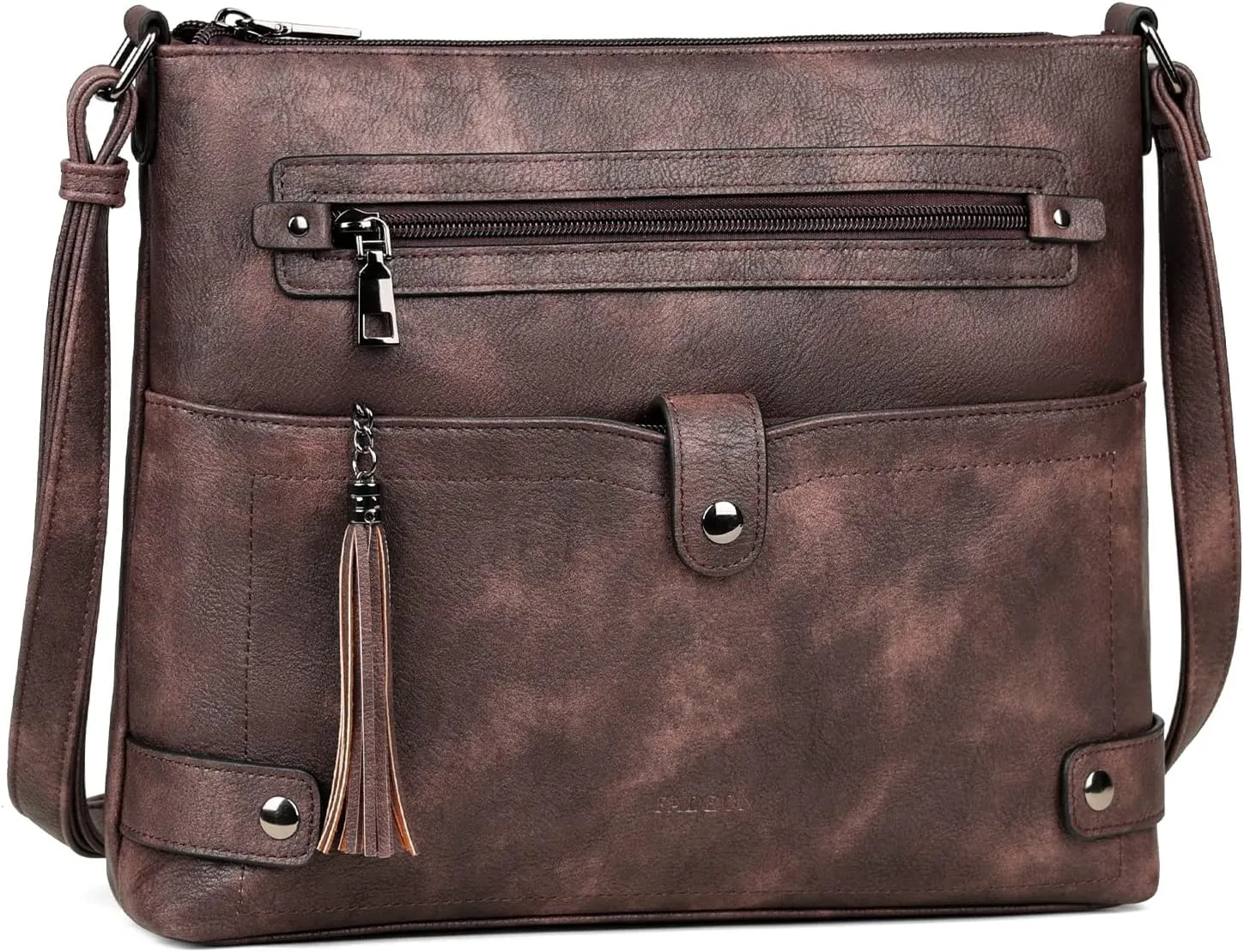 FADEON Large Crossbody Purses for Women Crossbody Bag, Designer Leather Cross Body Purses Multi Pocket Shoulder Bag