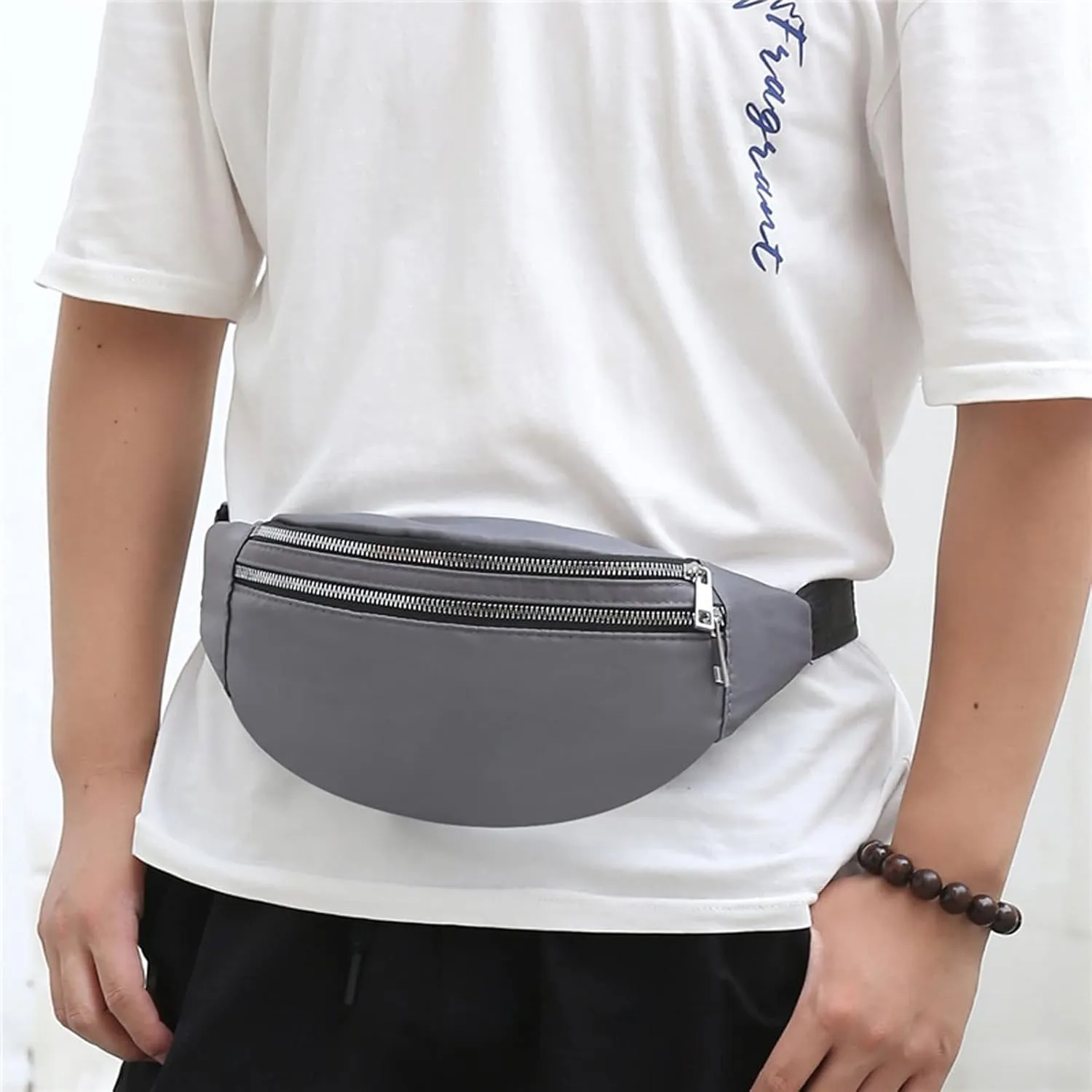 Fanny Pack Men Waist Bag Breast Package Waterproof Outdoor Sports Chest Bag Pouch Korean-Style Fanny Pouch Crossbody Male Banana Bags (Blue)