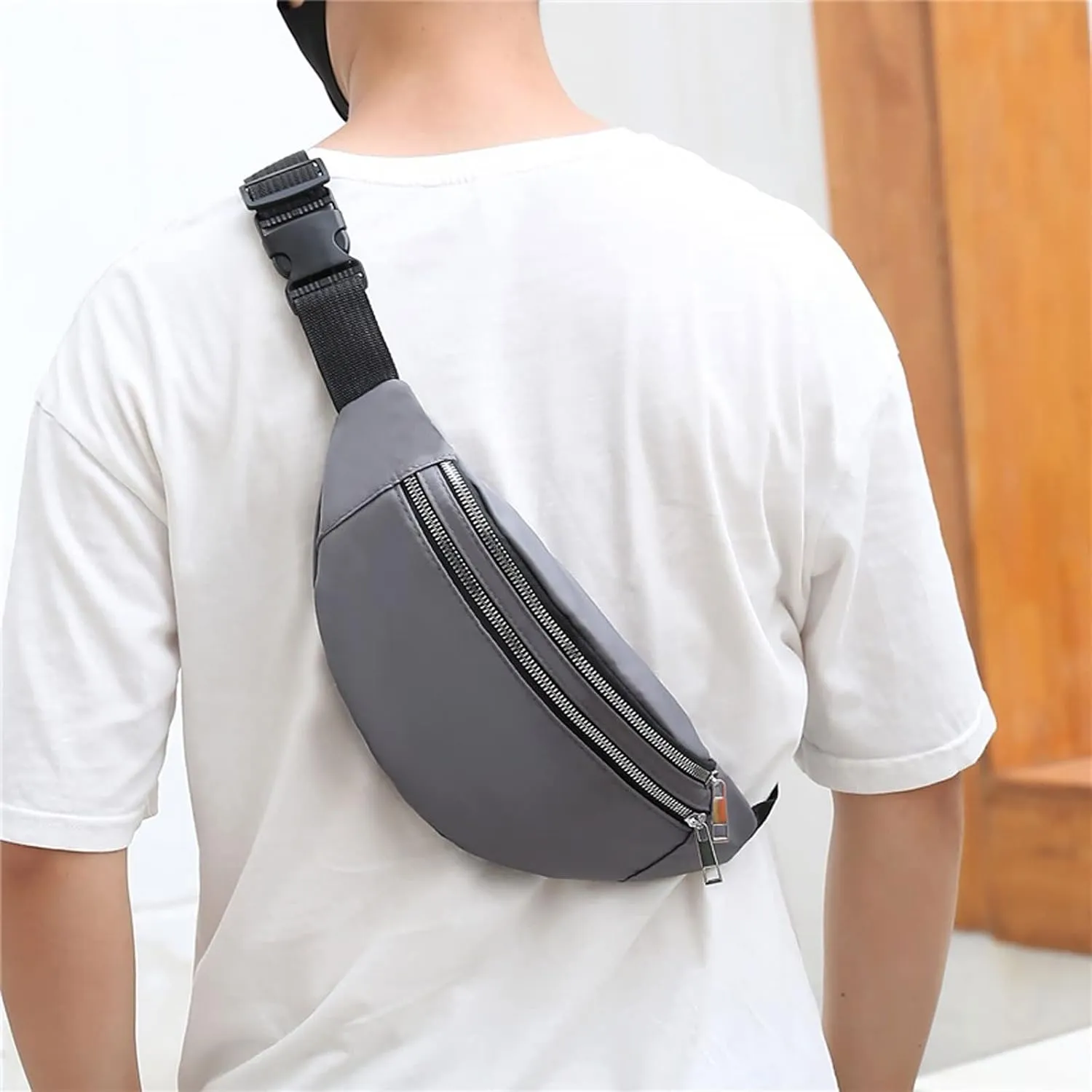 Fanny Pack Men Waist Bag Breast Package Waterproof Outdoor Sports Chest Bag Pouch Korean-Style Fanny Pouch Crossbody Male Banana Bags (Blue)