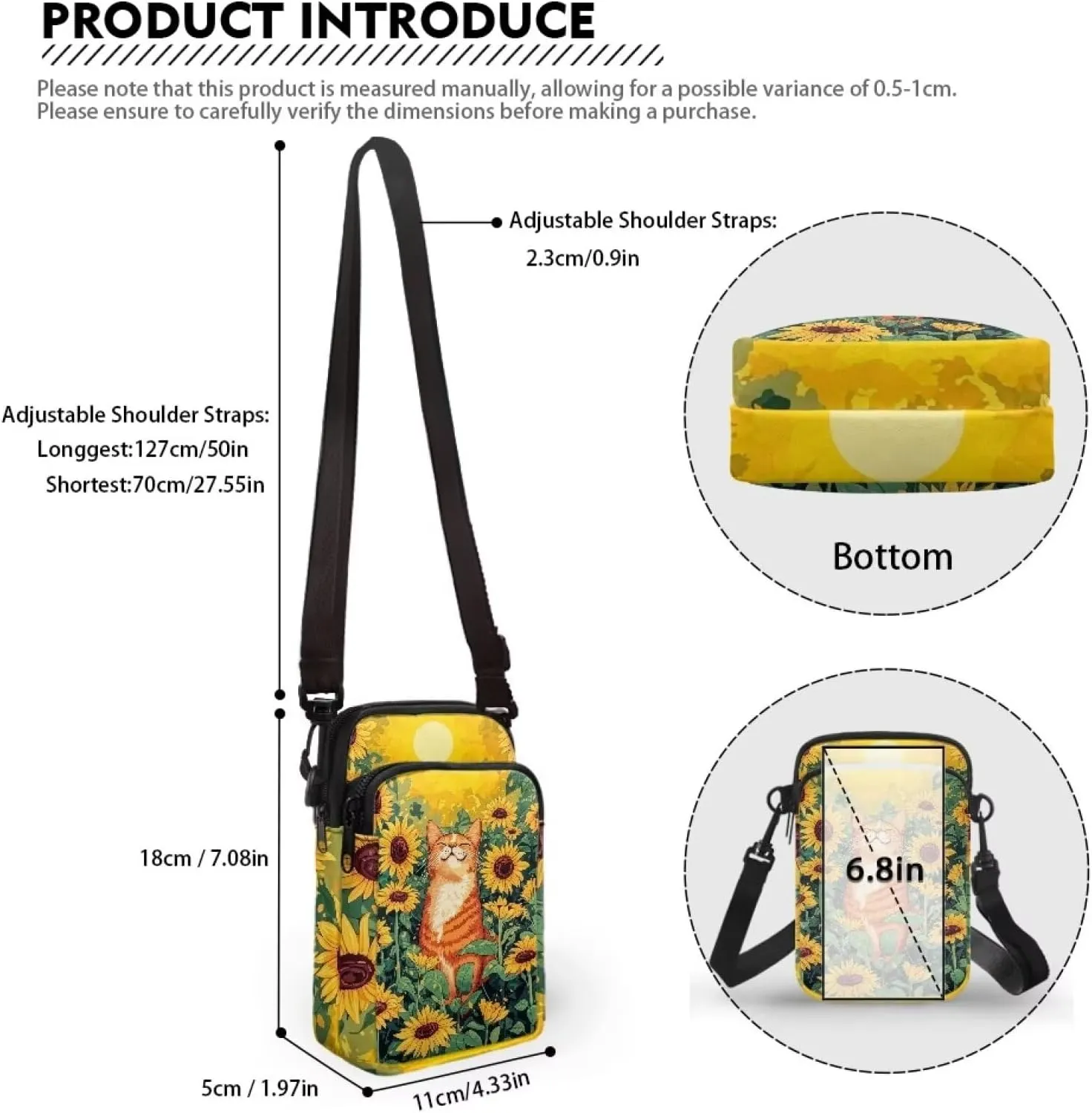 Fashion Crossbody Bags Organizer, Small Phone Purse Wallet with Detachable Shoulder Strap for Travel