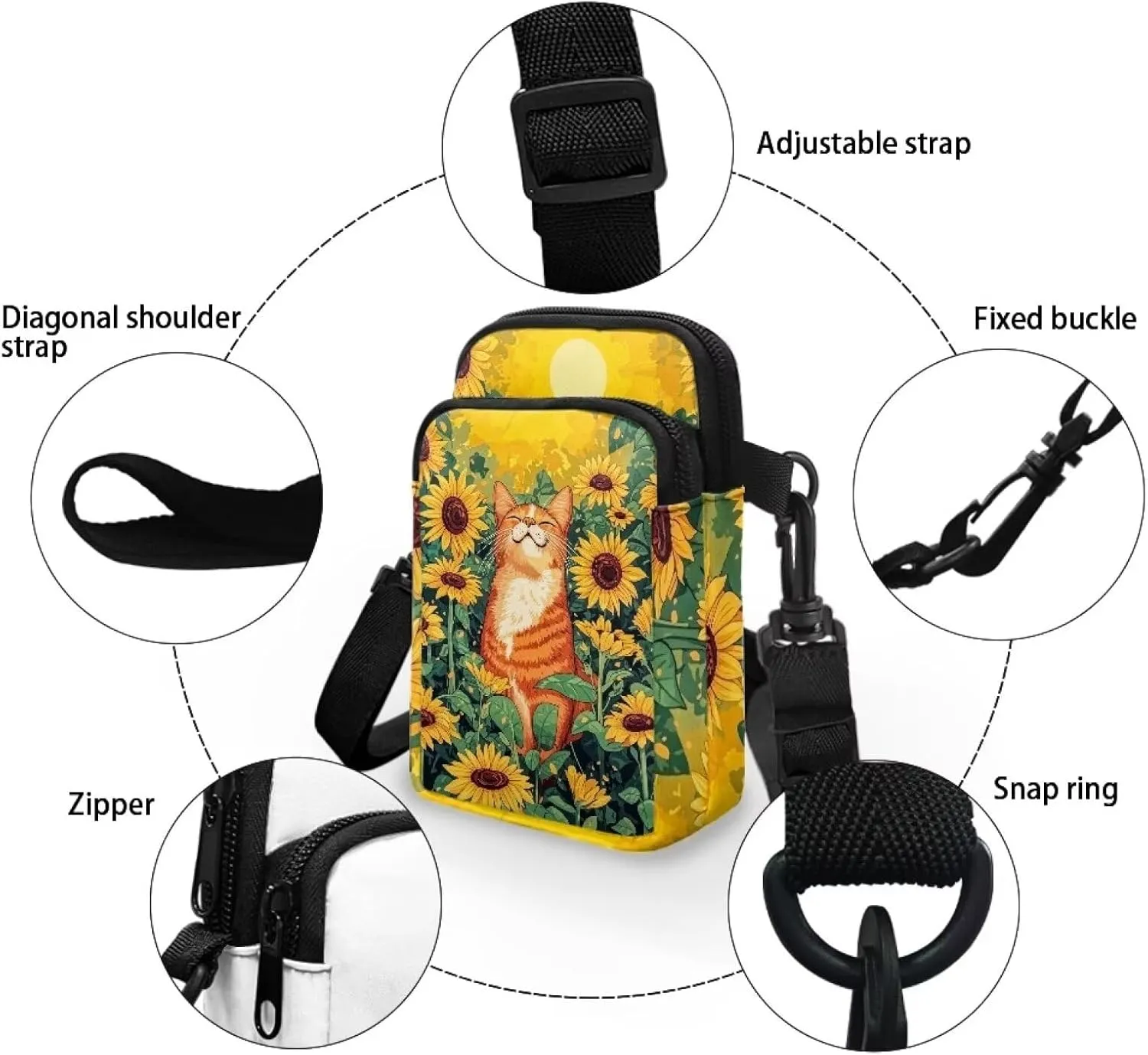 Fashion Crossbody Bags Organizer, Small Phone Purse Wallet with Detachable Shoulder Strap for Travel