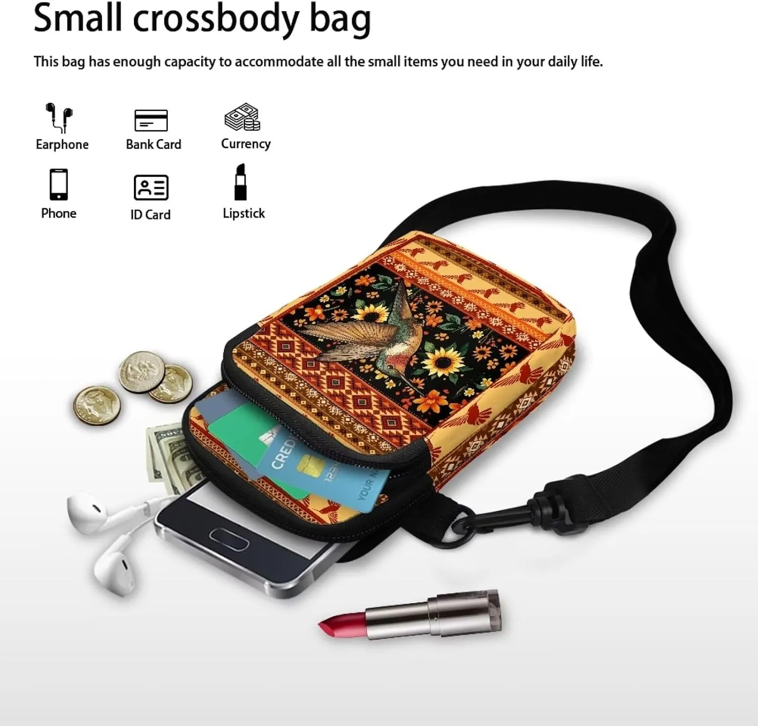Fashion Crossbody Bags Organizer, Small Phone Purse Wallet with Detachable Shoulder Strap for Travel
