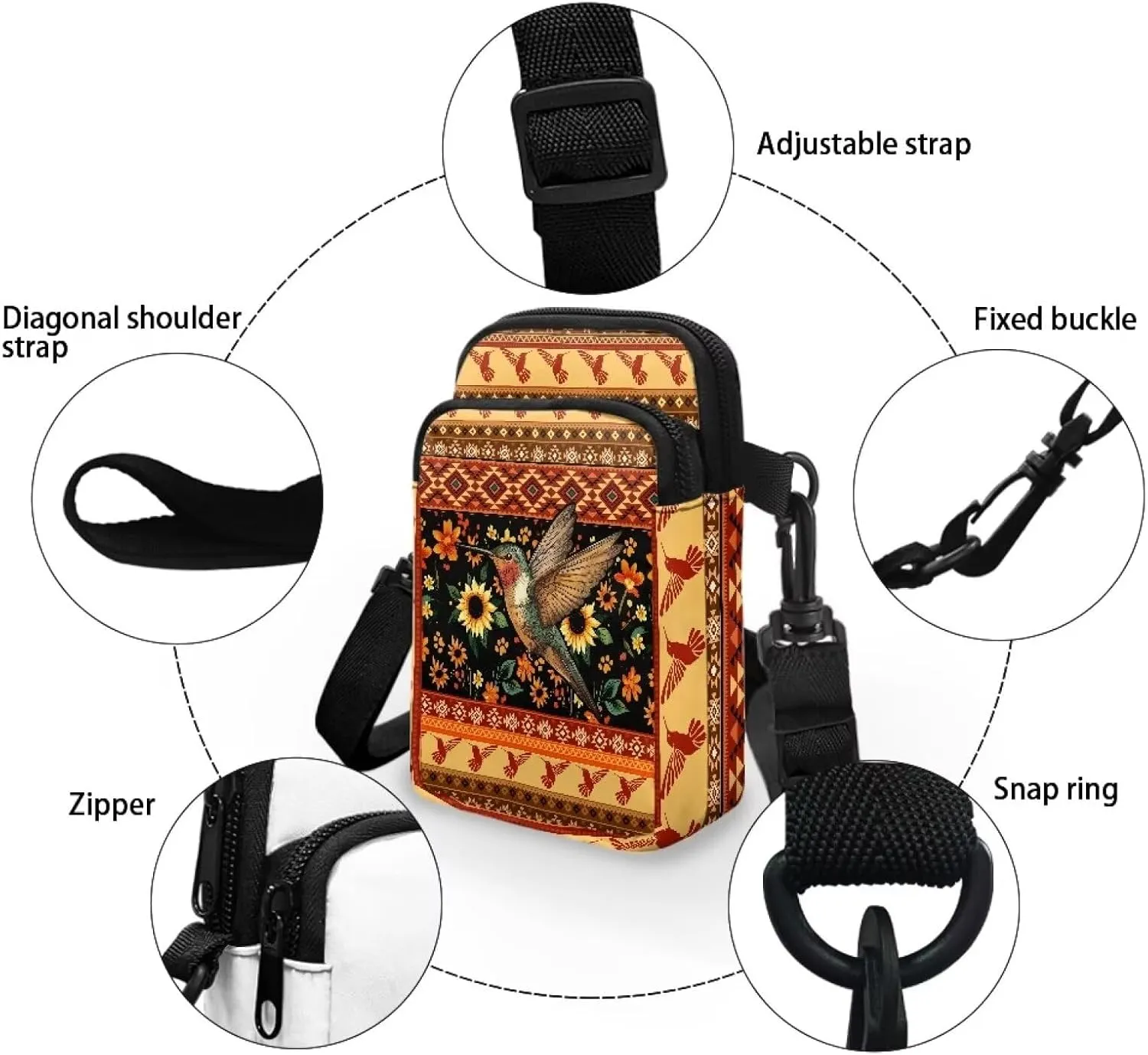 Fashion Crossbody Bags Organizer, Small Phone Purse Wallet with Detachable Shoulder Strap for Travel