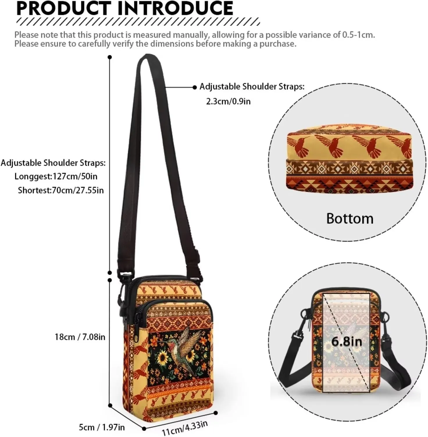 Fashion Crossbody Bags Organizer, Small Phone Purse Wallet with Detachable Shoulder Strap for Travel