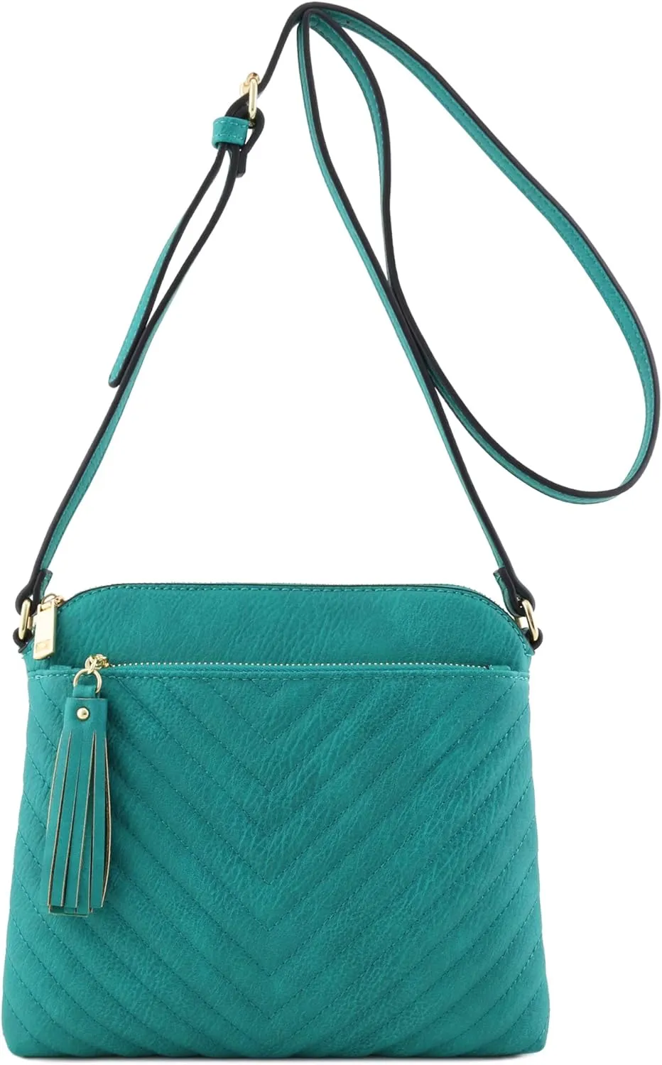 FashionPuzzle Chevron Quilted Medium Crossbody Bag with Tassel Accent