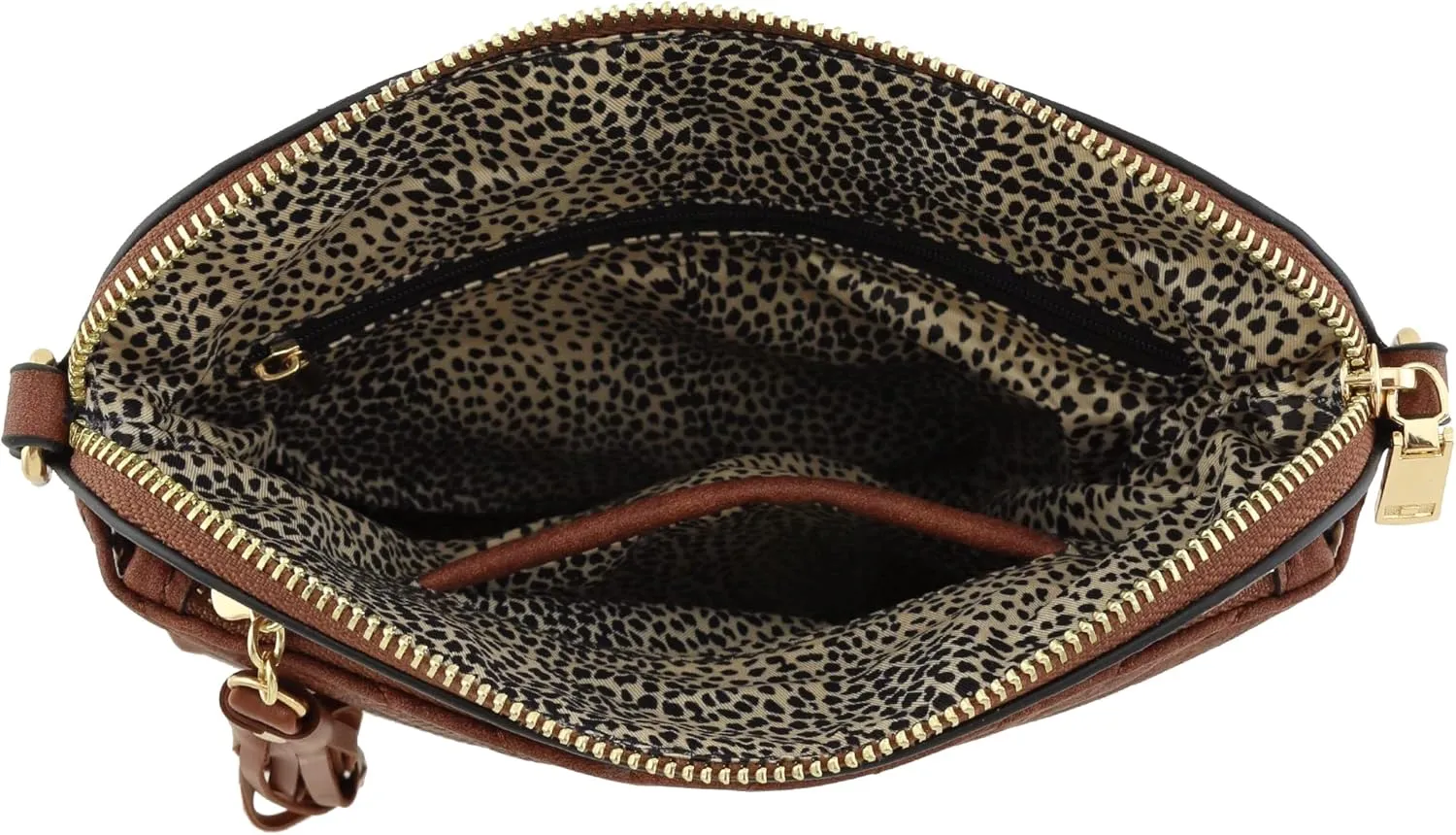 FashionPuzzle Chevron Quilted Medium Crossbody Bag with Tassel Accent