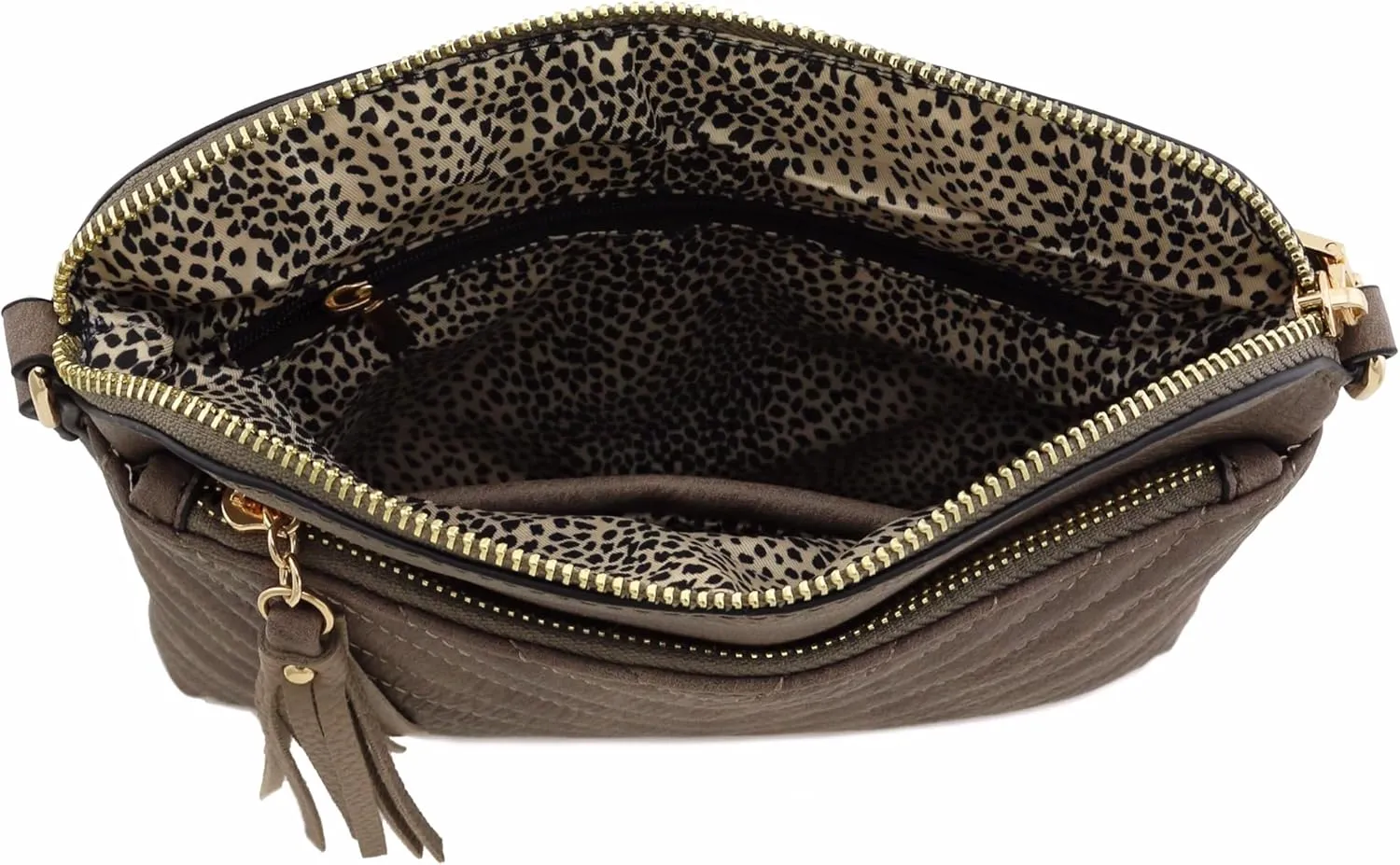 FashionPuzzle Chevron Quilted Medium Crossbody Bag with Tassel Accent
