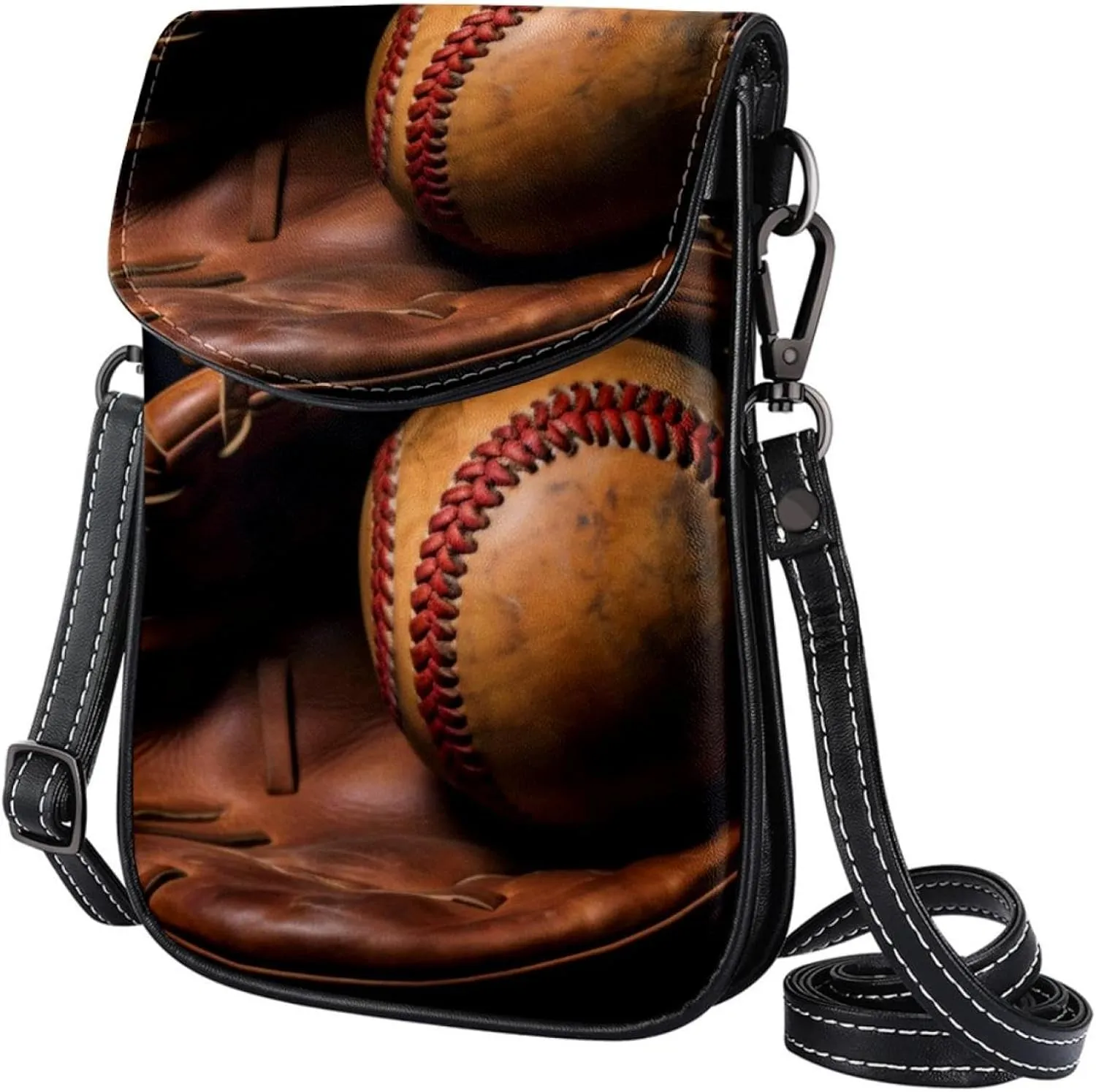Faux Leather Crossbody Bag for Women, Messenger Bag, Shoulder Bag, Baseball Glove