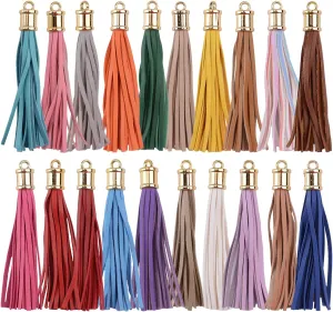 Faux Leather Tassel Pendant, 20 Pcs Gloden Hat Colourful Artificial Leather Tassel DIY Keychain and Craft Bag Decoration Supplies DIY Decor