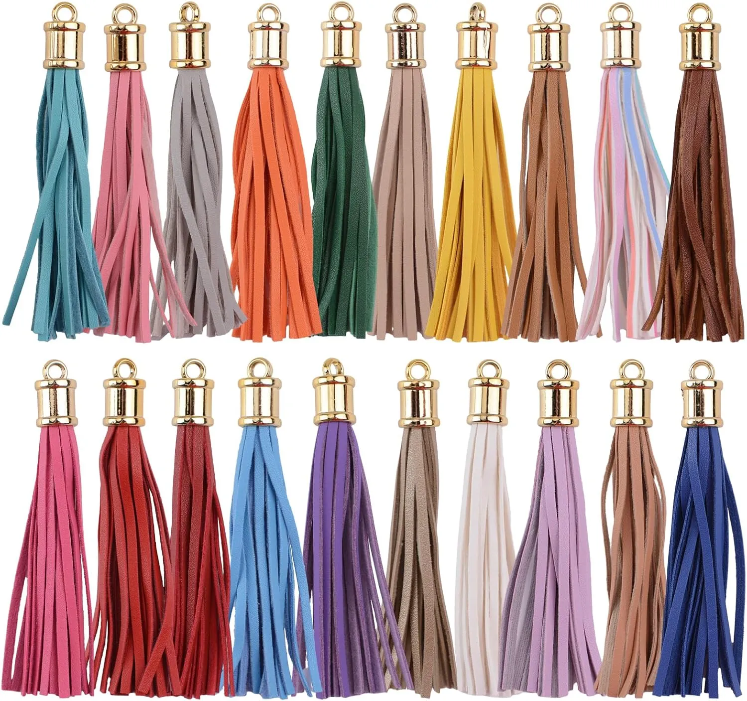 Faux Leather Tassel Pendant, 20 Pcs Gloden Hat Colourful Artificial Leather Tassel DIY Keychain and Craft Bag Decoration Supplies DIY Decor