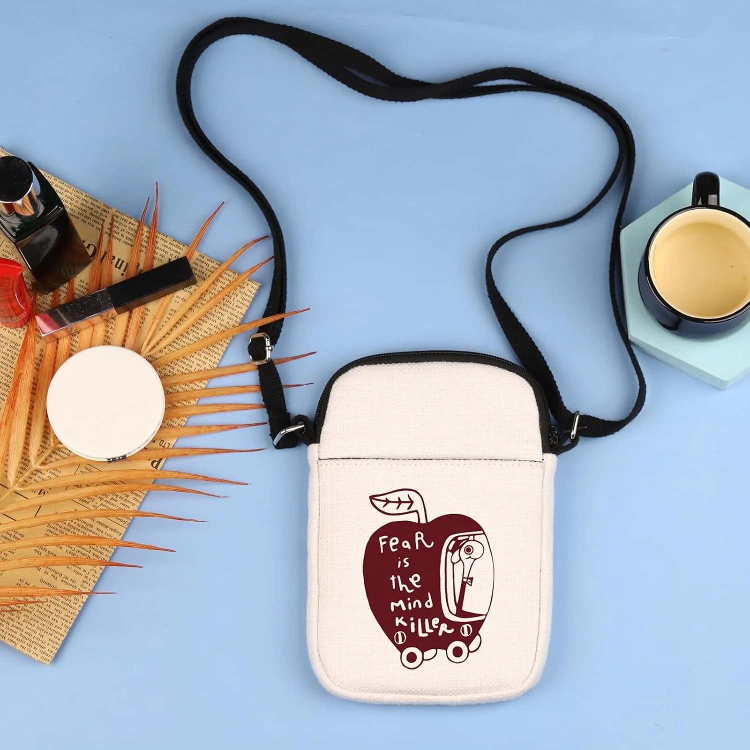 Fear Is The Mind Killer Crossbody Bag Funny Worm Gift Mental Health Zipper Wormy Dune Gift Sandworm Premium Bags Dune Bag