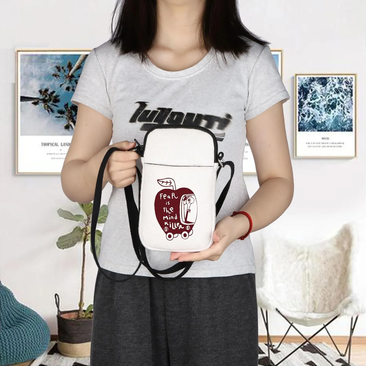 Fear Is The Mind Killer Crossbody Bag Funny Worm Gift Mental Health Zipper Wormy Dune Gift Sandworm Premium Bags Dune Bag