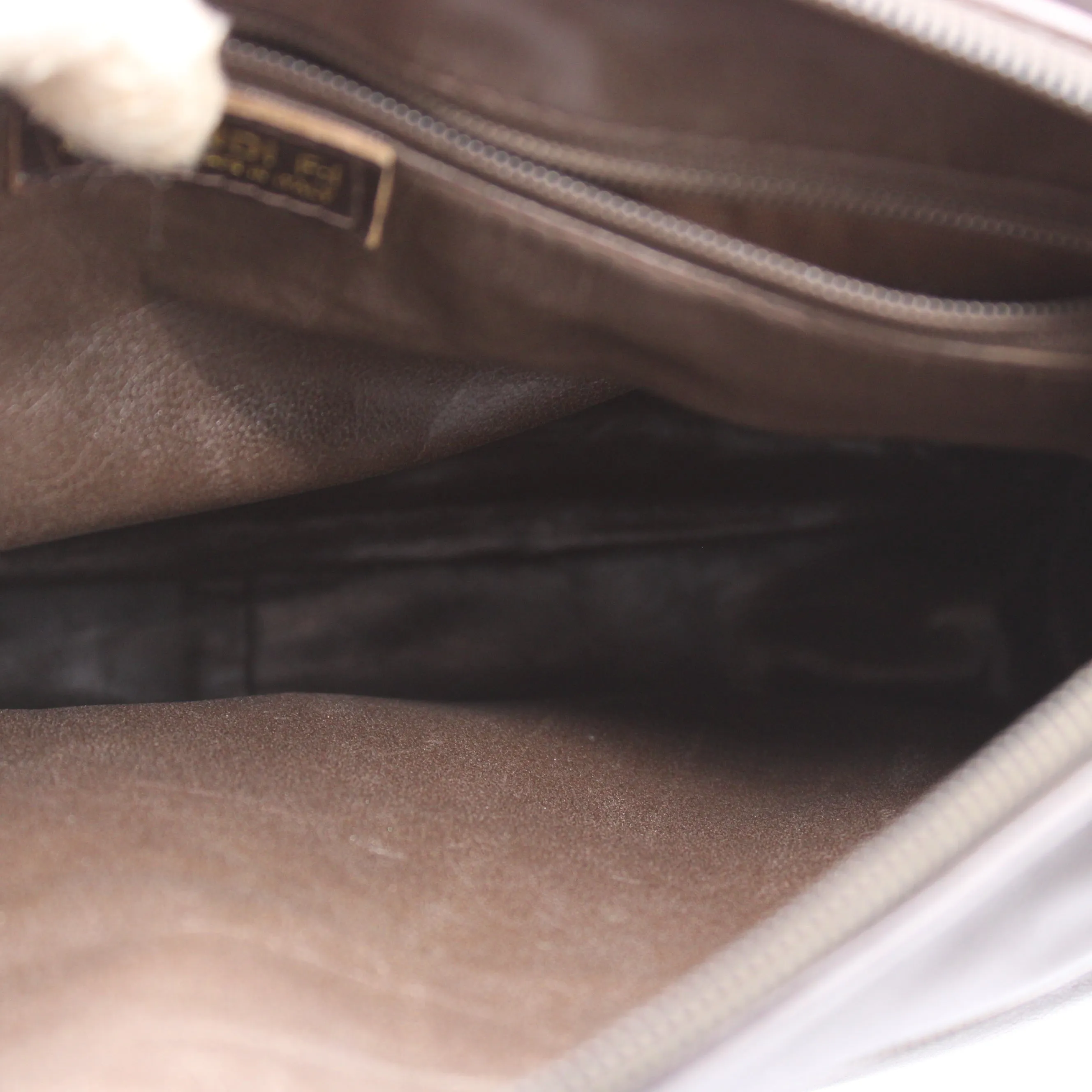 Fendi Brown Woven Leather Flap Crossbody Bag Vintage