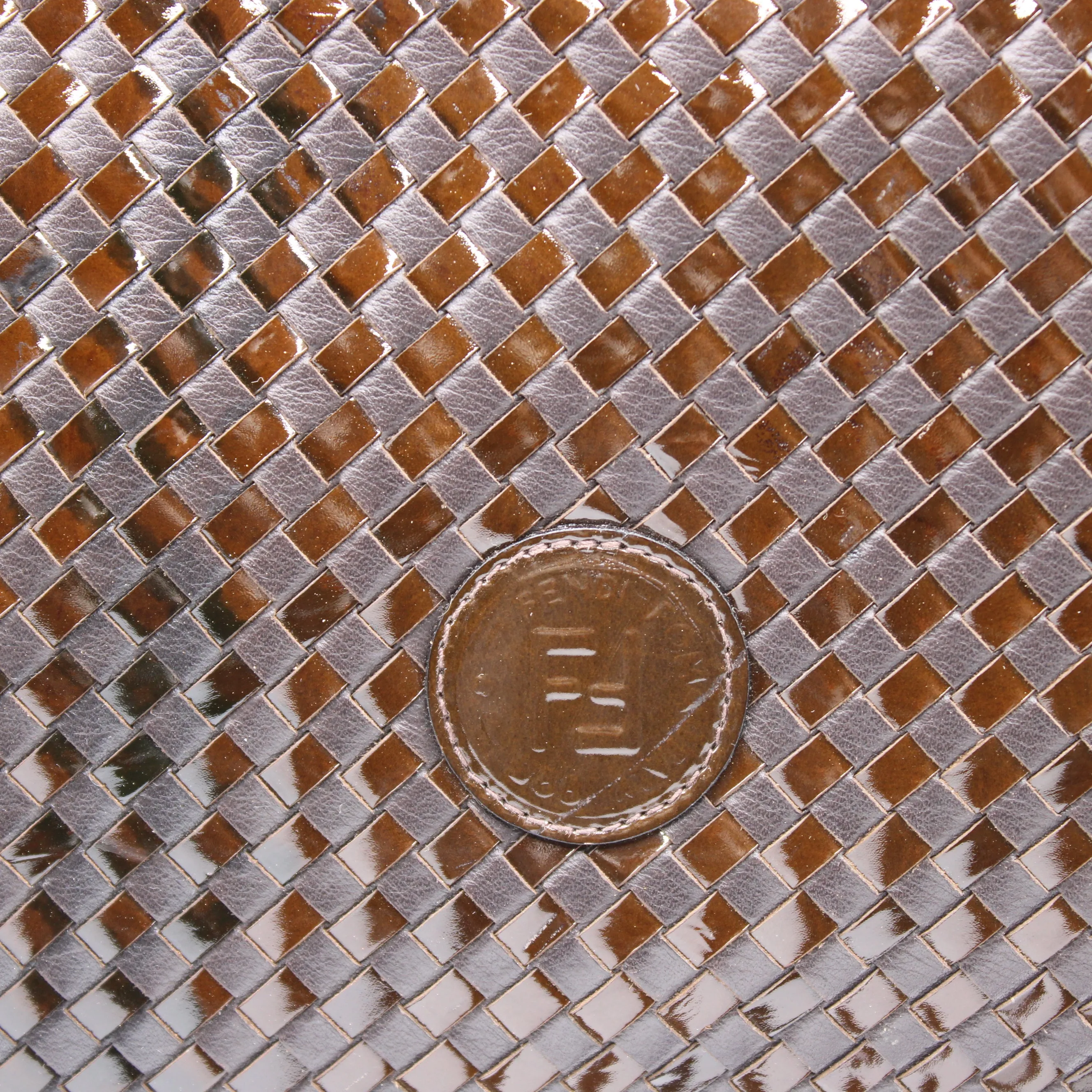 Fendi Brown Woven Leather Flap Crossbody Bag Vintage