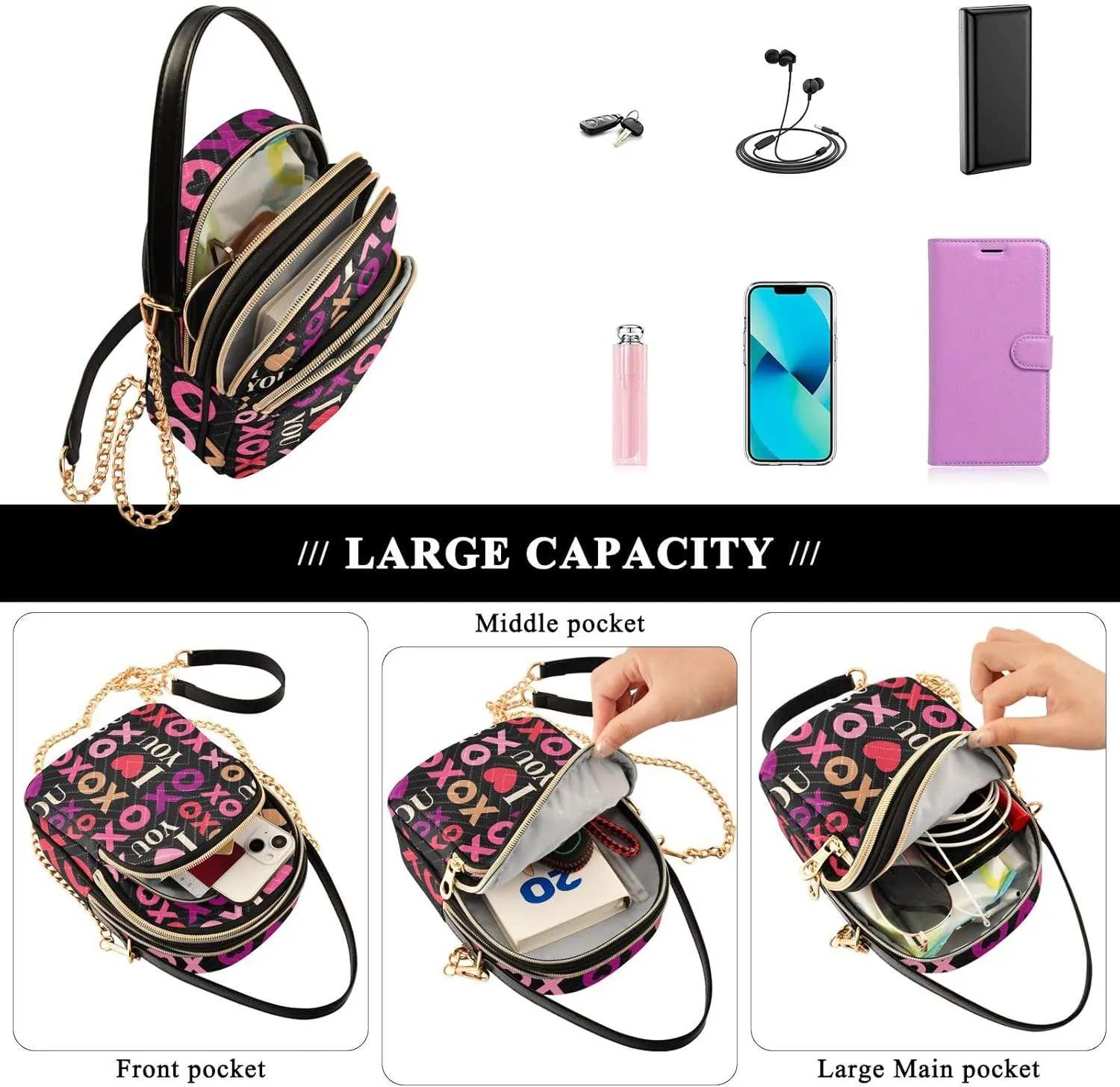 Festive Cell Phone Purse Crossbody Handbag Durable Shoulder Bag